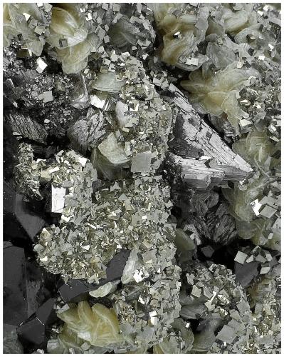 Pyrite, Arsenopyrite, Siderite<br />Minas da Panasqueira, Aldeia de São Francisco de Assis, Covilhã, Castelo Branco, Cova da Beira, Centro, Portugal<br />6 cm x 4 cm x 4 cm<br /> (Author: silvia)