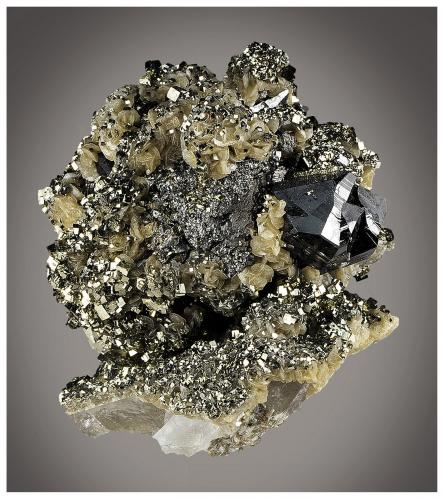 Cassiterite, Pyrite, Arsenopyrite, Siderite<br />Minas da Panasqueira, Aldeia de São Francisco de Assis, Covilhã, Castelo Branco, Cova da Beira, Centro, Portugal<br />6 cm x 4 cm x 4 cm<br /> (Author: silvia)