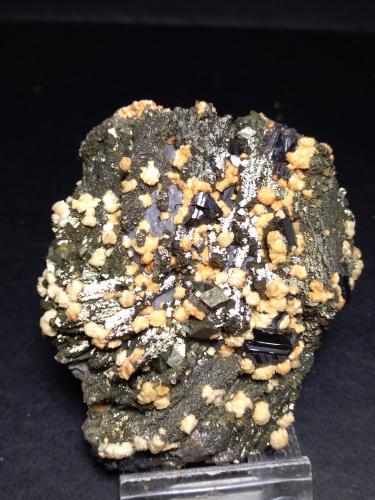 Pyrrhotite, Arsenopyrite, Arsenopyrite after Pyrrhotite, Sphalerite, Galena, Rhodochrosite<br />Complejo Trepča, Valle Trepča, Kosovska Mitrovica, Distrito Kosovska Mitrovica, Kosovo<br />78 x 65 mm<br /> (Author: Sante Celiberti)