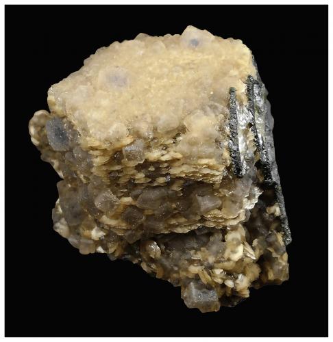 Siderite, Fluorite, Ferberite, Arsenopyrite, Quartz<br />Minas da Panasqueira, Aldeia de São Francisco de Assis, Covilhã, Castelo Branco, Cova da Beira, Centro, Portugal<br />7 cm x 6 cm x 5 cm<br /> (Author: silvia)