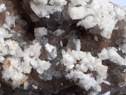 Baryte and Calcite on Magnesite<br />Magnesite deposit, Bürglkopf, Hochfilzen, Kitzbühel District, North Tyrol, Tyrol/Tirol, Austria<br />10 x 8 cm<br /> (Author: Volkmar Stingl)