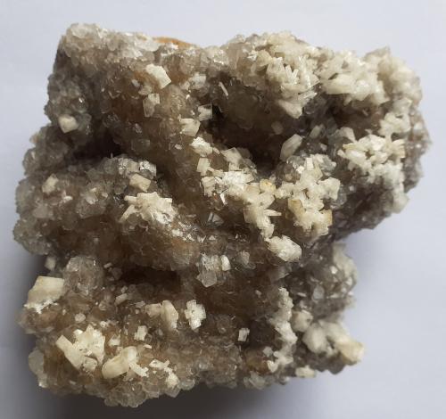 Baryte and Calcite on Magnesite<br />Magnesite deposit, Bürglkopf, Hochfilzen, Kitzbühel District, North Tyrol, Tyrol/Tirol, Austria<br />10 x 8 cm<br /> (Author: Volkmar Stingl)
