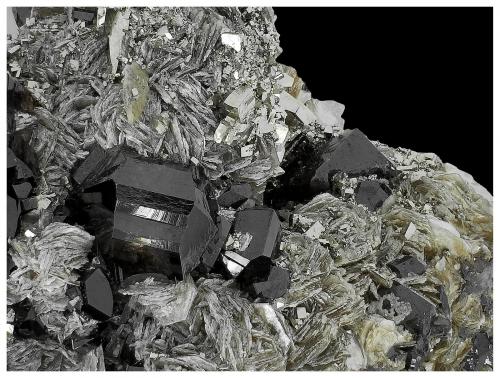 Cassiterite, Muscovite, Pyrite, Marcasite, Quartz<br />Minas da Panasqueira, Aldeia de São Francisco de Assis, Covilhã, Castelo Branco, Cova da Beira, Centro, Portugal<br />7 cm x 6 cm x 4 cm<br /> (Author: silvia)