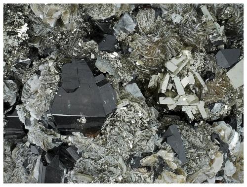 Cassiterite, Muscovite, Pyrite, Marcasite, Quartz<br />Minas da Panasqueira, Aldeia de São Francisco de Assis, Covilhã, Castelo Branco, Cova da Beira, Centro, Portugal<br />7 cm x 6 cm x 4 cm<br /> (Author: silvia)