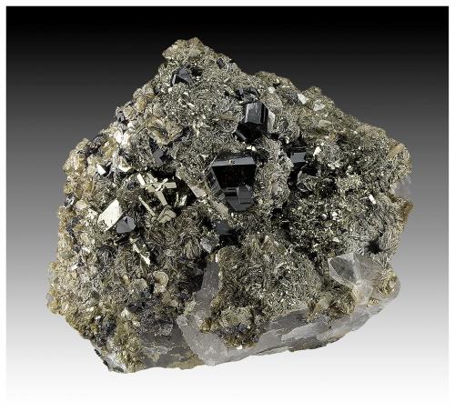 Cassiterite, Muscovite, Pyrite, Marcasite, Quartz<br />Minas da Panasqueira, Aldeia de São Francisco de Assis, Covilhã, Castelo Branco, Cova da Beira, Centro, Portugal<br />7 cm x 6 cm x 4 cm<br /> (Author: silvia)