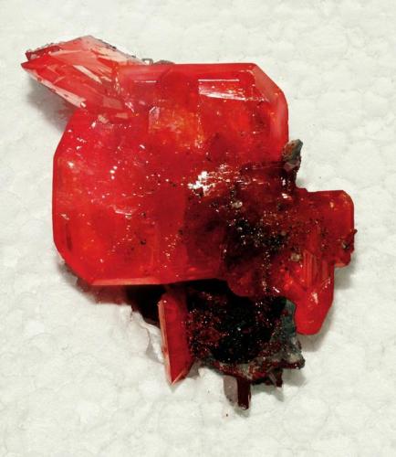 Another excellent American high quality specimen. This year, in Tucson 2008, we have supposedly seen the best Red Cloud Mine Wulfenite specimens in the American Treasures Exposition, but we think that this one, with about 6 cm. (2½ inches) on edge, could be similar or maybe better! Extremely intense color! (Author: Joan Rosell)