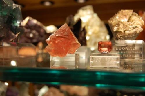 Chamonix, France...where we honeymooned! This lovely Fluorite was found on Mt. Blanc. 
Added gemstone to emphasize the colour. (Author: Gail)