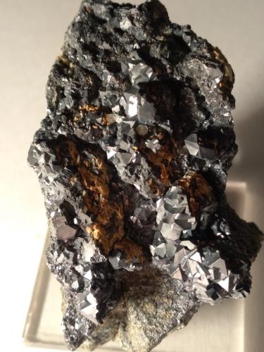 Acanthite, Ankerite<br />San Juan de Rayas Mine, Guanajuato, Municipio Guanajuato, Mexico<br />58 x 42 mm<br /> (Author: Sante Celiberti)