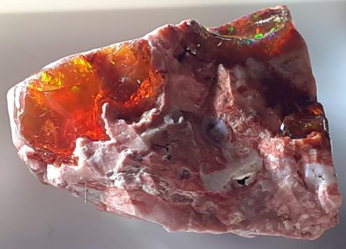 Opal (variety fire opal)<br />Magdalena, Municipio Magdalena, Jalisco, México<br />2 x 1,5 cm<br /> (Author: Volkmar Stingl)