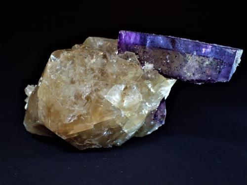 Fluorite, Calcite<br />Minerva I Mine, Ozark-Mahoning group, Cave-in-Rock Sub-District, Hardin County, Illinois, USA<br />125 mm x 85 mm<br /> (Author: Don Lum)