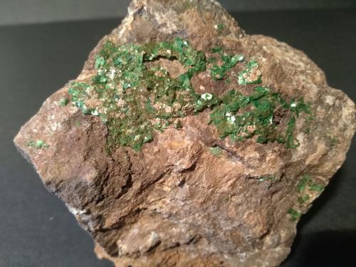 Torbernite<br />Margabal Mine, Entraygues-sur-Truyère, Lot et Truyère, Rodez, Aveyron, Occitanie, France<br />90 x 88 mm<br /> (Author: Sante Celiberti)