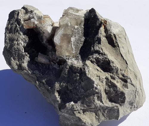 Celestine, Calcite, Pyrite<br />Dornburg-Camburg, Saale-Holzland-Kreis, Thuringia/Thüringen, Germany<br />8 x 6 cm<br /> (Author: Volkmar Stingl)