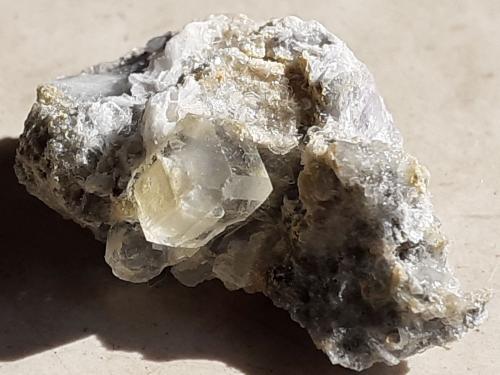 Fluorite, Barite<br />Lead mines, Obernberg am Brenner, Innsbruck-Land District, Tyrol/Tirol, Austria<br />2 x 1 cm<br /> (Author: Volkmar Stingl)
