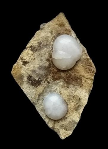 two lussatite pearls on matrix
3 cm,
Dallet in Puy-de Dôme,
Auvergne
France (Author: parfaitelumiere)