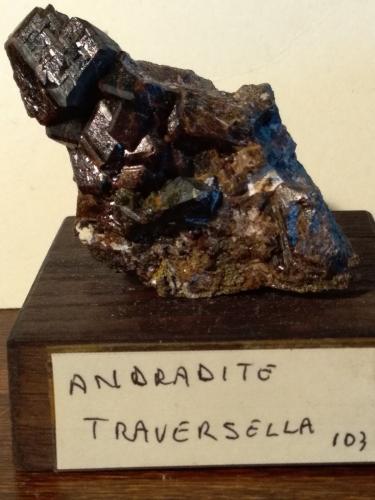 Andradita<br />Mina Traversella, Traversella, Valle Chiusella, Distrito Canavese, Provincia Ciudad metropolitana de Turín, Piamonte (Piemonte), Italia<br />66 x 40 mm<br /> (Autor: Sante Celiberti)