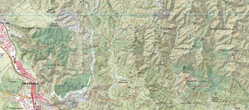 Porción del mapa topográfico nacional a escala 1:25.000 editado por el IGN en 2020 (Hoja 902-3). He señalado en rojo el meandro del Arroyo Guadalbarbo y el paraje denominado hoy en día "Suerte del Lentisco". Comparar con el mismo meandro en el plano de demarcación de la mina "San Esteban", donde puede verse también la parte Este de la mina "Cerro Muriano", nº 3689 (Autor: Inma)