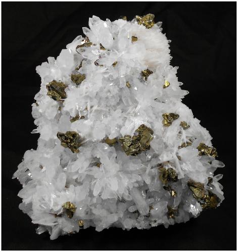 Chalcopyrite, Quartz, Calcite<br />Boldut Mine, Cavnic mining area, Cavnic, Maramures, Romania<br />16 cm x 15 cm x 7 cm<br /> (Author: silvia)