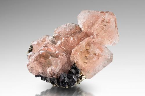 Fluorite on Pyrite and Galena<br />Mina Huanzala, Distrito Huallanca, Provincia Dos de Mayo, Departamento Huánuco, Perú<br />7.5 x 9 x 4.5 cm / main crystal: 4.2 cm<br /> (Author: MIM Museum)
