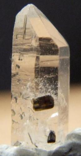 Quartz from  Erongo with Schorl?
Size of Quartz: 8 x 4 x 3.5 mm (Author: nurbo)