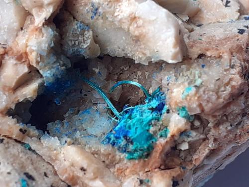 Azurite, Malachite, Dolomite<br />Ringenwechsel Mining District, Troi, District Schwaz, Inn Valley, North Tyrol, Tyrol/Tirol, Austria<br />FoV 1,5 x 1 cm<br /> (Author: Volkmar Stingl)