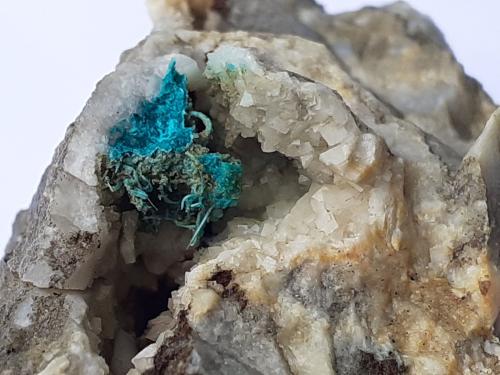 Malachite, Dolomite<br />Ringenwechsel Mining District, Troi, District Schwaz, Inn Valley, North Tyrol, Tyrol/Tirol, Austria<br />FoV 1,5 x 1 cm<br /> (Author: Volkmar Stingl)