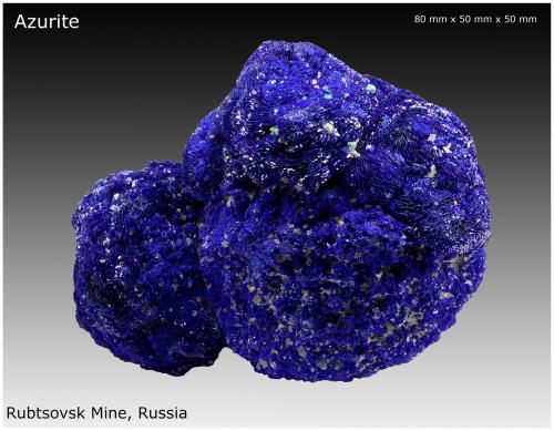 Azurite<br />Rubtsovskoe Mine, Rubtsovsky District, Altai Krai, Russia<br />80 mm x 50 mm x 50 mm<br /> (Author: silvia)