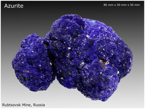 Azurite<br />Rubtsovskoe Mine, Rubtsovsky District, Altai Krai, Russia<br />80 mm x 50 mm x 50 mm<br /> (Author: silvia)