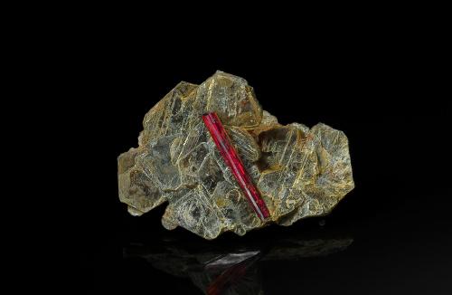 Rutile, Muscovite<br />Rist Mine, Hiddenite, Alexander County, North Carolina, USA<br />3.1 x 2.1 cm<br /> (Author: am mizunaka)