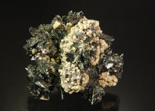 Arsenopyrite, Siderite, Marcasite, Muscovite<br />Minas da Panasqueira, level 0, Aldeia de São Francisco de Assis, Covilhã, Castelo Branco, Cova da Beira, Centro, Portugal<br />7.3 × 6.9 × 3.8 cm<br /> (Author: Michael Shaw)