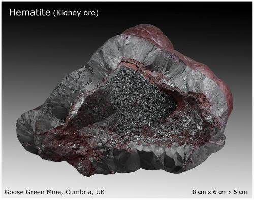 Hematite<br />Goose Green Mine, Frizington, Arlecdon & Frizington, Copeland, West Cumberland Iron Field, former Cumberland, Cumbria, England / United Kingdom<br />8 cm x 6 cm x 5 cm<br /> (Author: silvia)