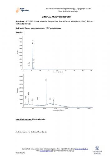 _Rhodochrosite, Quartz and Sphalerite<br />Mina Austria Duvas, Distrito Morococha, Provincia Yauli, Departamento Junín, Perú<br />Analysis<br /> (Author: Firmo Espinar)