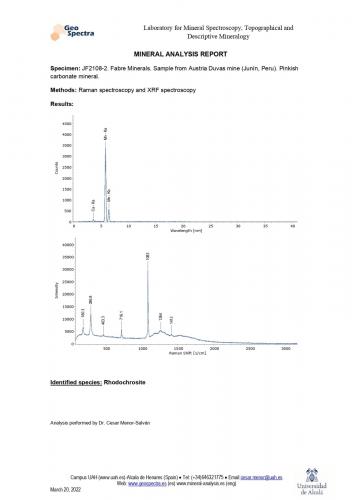 _Rhodochrosite, Quartz and Sphalerite<br />Mina Austria Duvas, Distrito Morococha, Provincia Yauli, Departamento Junín, Perú<br />Analysis<br /> (Author: Firmo Espinar)