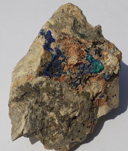 Azurite, Malachite, Dolomite ps. Siderite<br />Ringenwechsel Mining District, Troi, District Schwaz, Inn Valley, North Tyrol, Tyrol/Tirol, Austria<br />8,5 x 6 cm<br /> (Author: Volkmar Stingl)