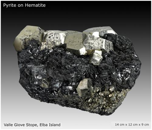 Pyrite on Hematite<br />Rio Mine (Rio Marina Mine), Valle Giove stope, Rio Marina, Elba Island, Livorno Province, Tuscany, Italy<br />14 cm x 12 cm x 9 cm<br /> (Author: silvia)