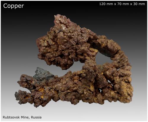 Copper<br />Rubtsovskoe Mine, Rubtsovsky District, Altai Krai, Russia<br />120 mm x 70 mm x 30 mm<br /> (Author: silvia)