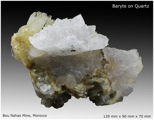 Baryte, Quartz, Pyrite<br />Bou Nahas Mine, Oumjrane mining area, Alnif Commune, Tinghir Province, Drâa-Tafilalet Region, Morocco<br />120 mm x 90 mm x 70 mm<br /> (Author: silvia)
