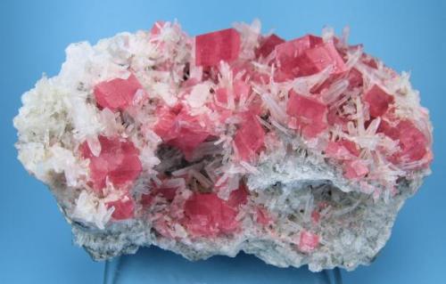 Rhodochrosite, quartz
Hedgehog Pocket, Main Stope Drift, Sweet Home Mine, Alma, Colorado, USA
91 mm x 57 mm x 45 mm (Author: Carles Millan)