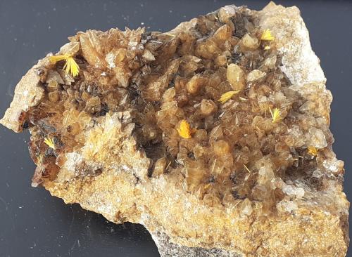 Boltwoodite, Calcite<br />Goanikontes claim, Goanikontes, Swakopmund District, Erongo Region, Namibia<br />6 x 5 cm<br /> (Author: Volkmar Stingl)
