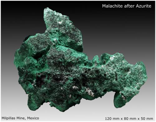 Malachite<br />Milpillas Mine, Cuitaca, Municipio Santa Cruz, Sonora, Mexico<br />120 mm x 80 mm x 50 mm<br /> (Author: silvia)