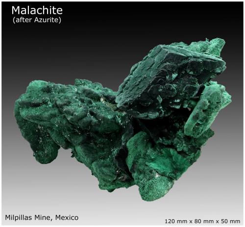 Malachite<br />Milpillas Mine, Cuitaca, Municipio Santa Cruz, Sonora, Mexico<br />120 mm x 80 mm x 50 mm<br /> (Author: silvia)