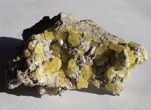 Sulfur<br />Agrigento (Girgenti) Province, Sicily, Italy<br />6 x 4 cm<br /> (Author: Volkmar Stingl)