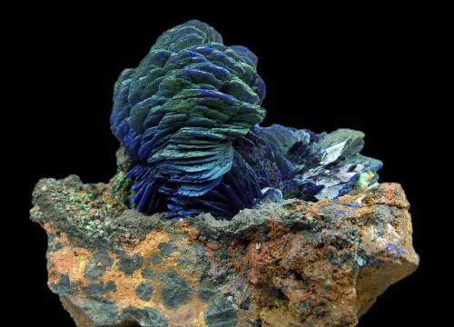 Azurite with Malachite<br />Morenci Mine, Morenci, Copper Mountain District, Shannon Mountains, Greenlee County, Arizona, USA<br />6.6cm x 5.4cm<br /> (Author: rweaver)