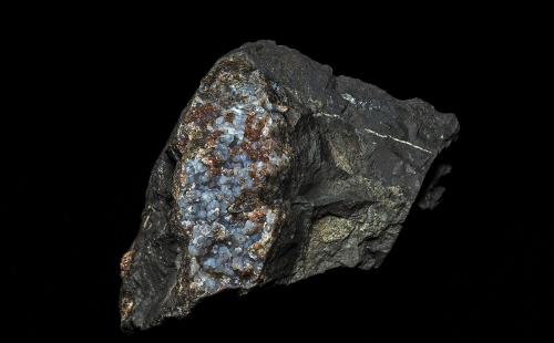 Rhodochrosite, Quartz (variety chalcedony)<br />Mina N'chwaning I, Zona minera N'Chwaning, Kuruman, Kalahari manganese field (KMF), Provincia Septentrional del Cabo, Sudáfrica<br />9.0 x 5.8 cm<br /> (Author: am mizunaka)