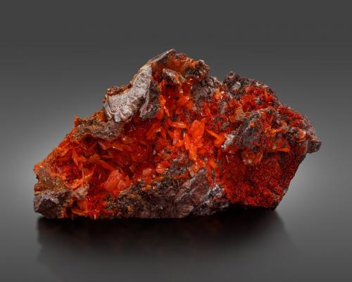 Wulfenite<br />Mina Rowley, Theba, Distrito Painted Rock, Montes Painted Rock, Condado Maricopa, Arizona, USA<br />26 x 10 x 15 cm / main crystal: 2.2 cm<br /> (Author: MIM Museum)