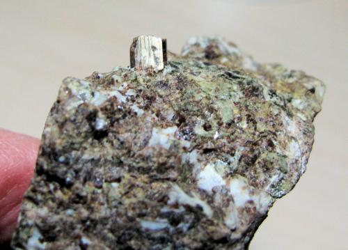 Vesubiana, Albita, Clorita ?<br />Tibidabo, Barcelona city, Collserola Mountains, Comarca Barcelonès, Barcelona, Catalonia / Catalunya, Spain<br />50 mm x 40 mm. Cristal: 5 mm.<br /> (Autor: Carles Millan)