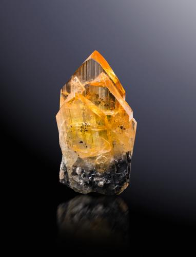 Anglesite<br />Touissit, Touissit District, Jerada Province, Oriental Region, Morocco<br />4 x 2.5 x 7.5 cm / main crystal: 7.4 cm<br /> (Author: MIM Museum)
