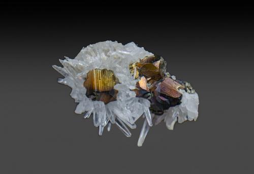 Pyrite on Quartz<br />Belmont Mine, Butte, Butte District, Silver Bow County, Montana, USA<br />4.3cm x 3cm x 2.3cm<br /> (Author: k-m.minerals)
