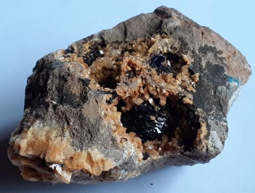 Azurite, Dolomite<br />Schmitt dolomite Quarry, Altenmittlau, Freigericht, Main-Kinzig-Kreis District, Spessart, Hesse/Hessen, Germany<br />5 x 3,5 cm<br /> (Author: Volkmar Stingl)