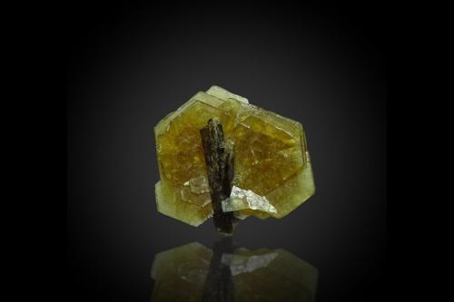 Hydroxylbastnäsite-(Ce) and Allanite-(Ce)<br />Trimouns Mine, Luzenac, Haute-Ariège, Foix, Ariège Department, Occitanie, France<br />13 x 13 x 5 mm<br /> (Author: SunYi)