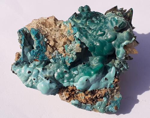 Malachite, Chrysocolla, Calcite<br />Falkenstein, Schwaz, Brixlegg-Schwaz area, Schwaz District, Inn Valley, North Tyrol, Tyrol/Tirol, Austria<br />6 x 5 cm<br /> (Author: Volkmar Stingl)